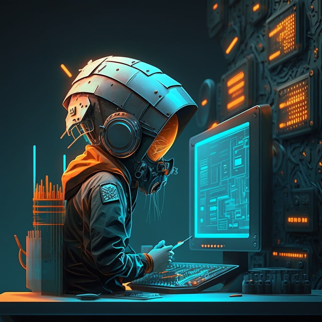 robokid working on computer